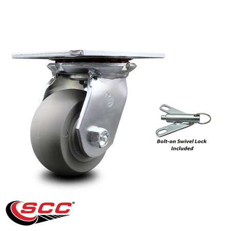 Service Caster 4 Inch Heavy Duty Thermoplastic Caster with Ball Bearing and Swivel Lock SCC SCC-35S420-TPRBD-BSL
